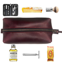 Dopp Kit / Horween Oxblood Chromexel® Leather x Japanese Train Conductor Denim / Last 1