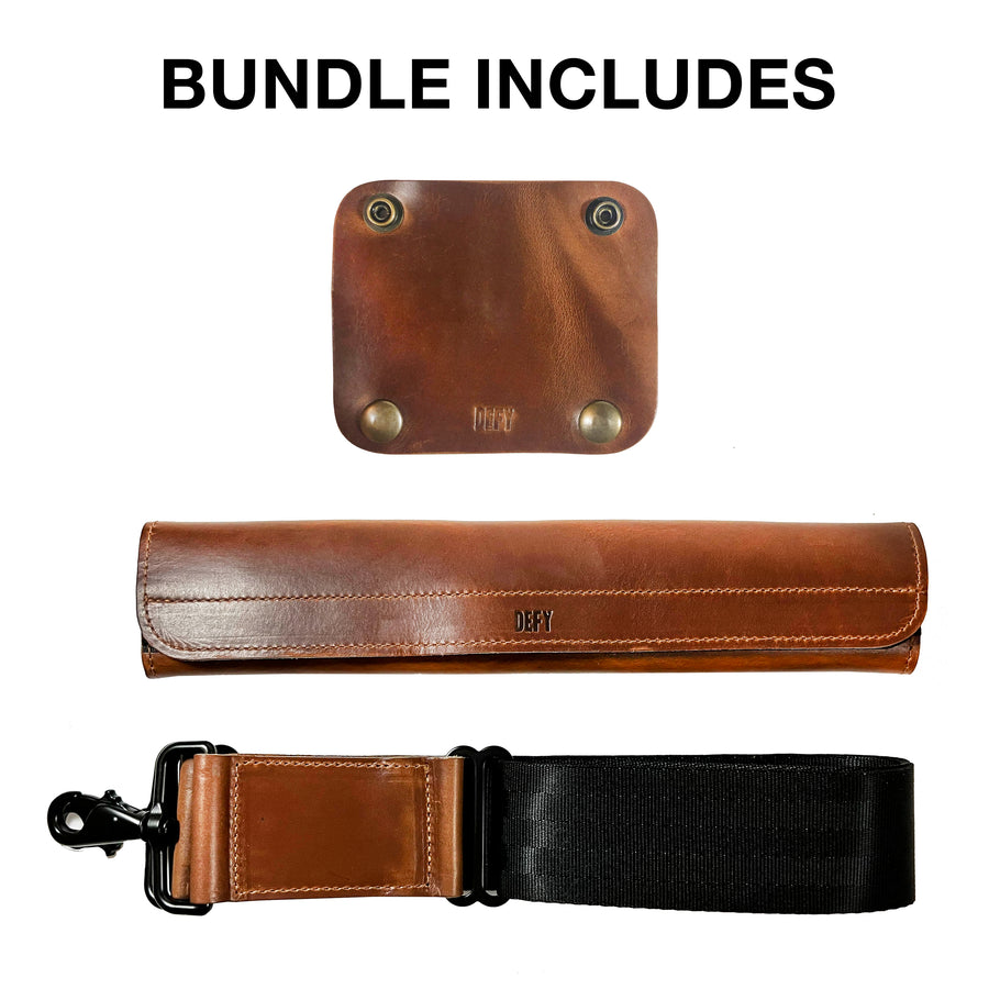 Defender Briefcase / Horween Whiskey Cavalier Leather Strap Limited Edition / TexWax™ Autumn Plaid Lining Bundle | Low Stock