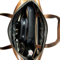 Defender Briefcase / Horween Whiskey Cavalier Leather Strap Limited Edition / TexWax™ Autumn Plaid Lining Bundle / Ships in 4-6 Weeks