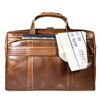 Defender Briefcase / Horween Whiskey Cavalier Leather Strap Limited Edition / TexWax™ Autumn Plaid Lining Bundle | Low Stock