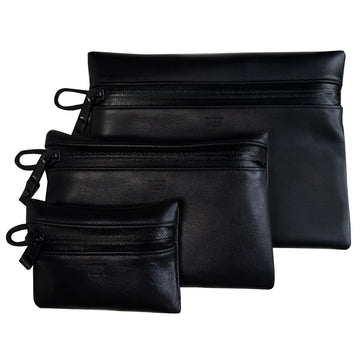 Project Horween Essex Rookery Leather x TexWax™ Buffalo Plaid Wax Canvas 3 Pouch Bundle