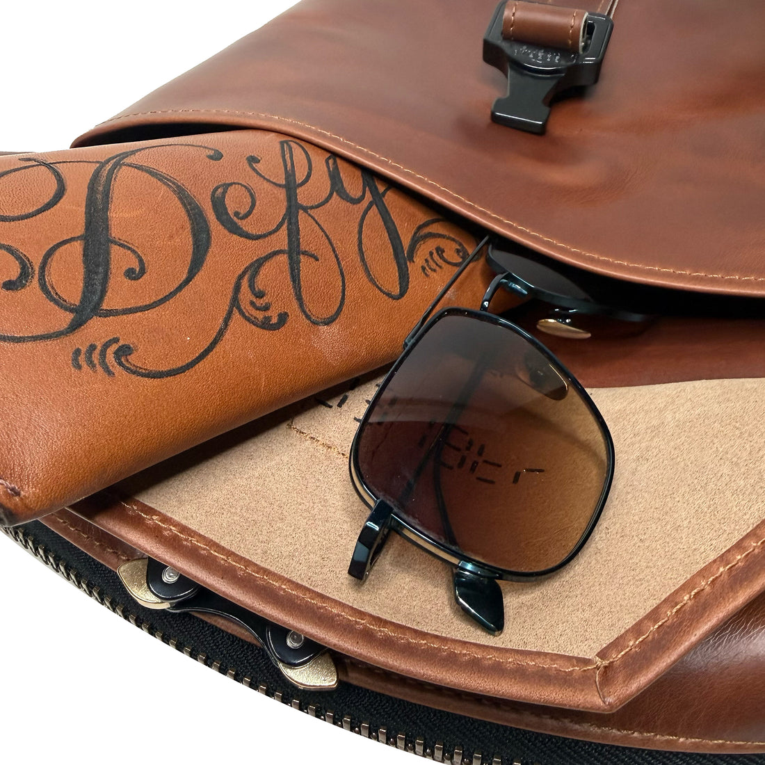 Defender DayTripper / Horween Cavalier Whiskey Leather x TexWax™ Autumn Plaid Wax Canvas