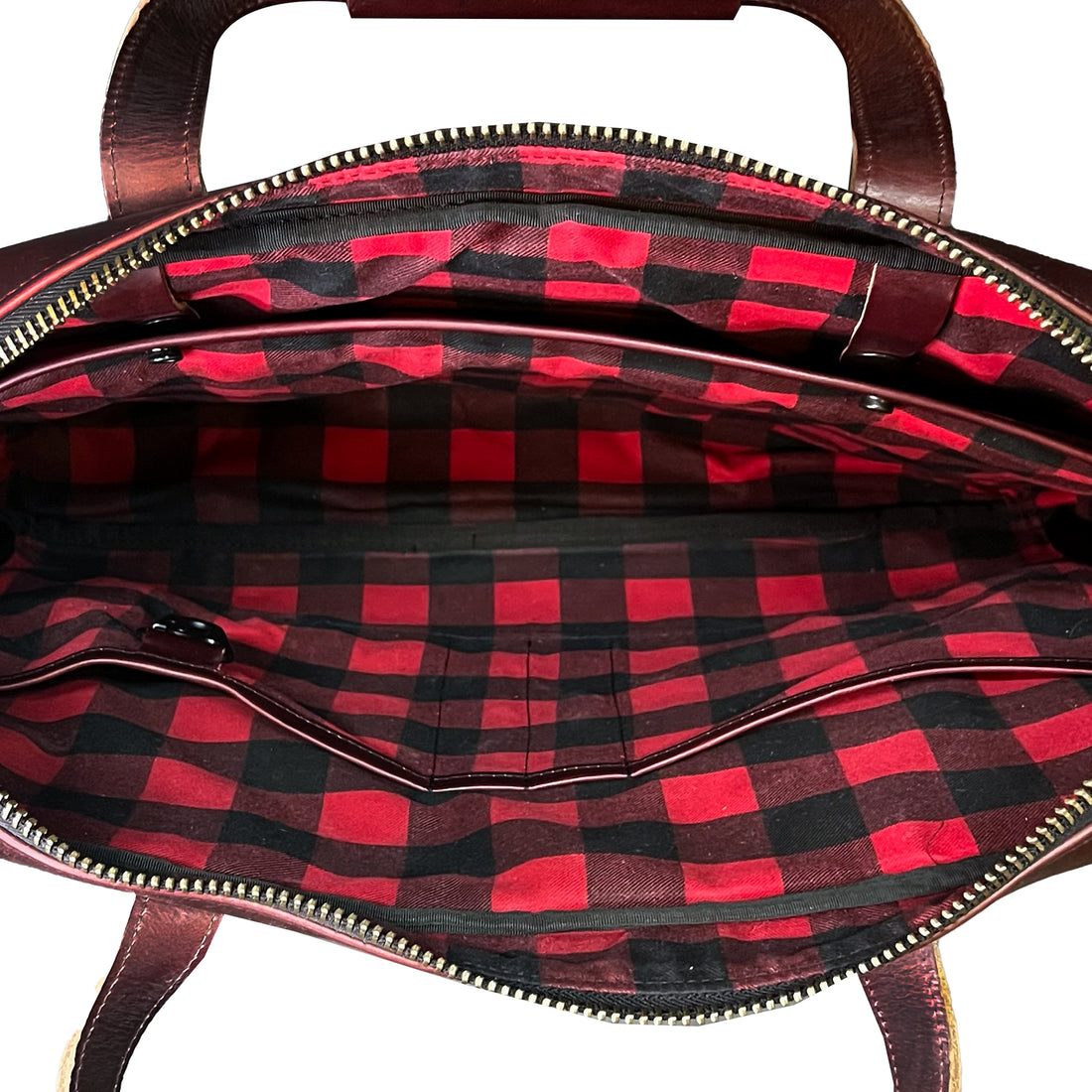 Defender Briefcase / Horween Oxblood Chromexel® Leather Strap Edition x Buffalo Plaid TexWax™ Canvas / Bundle / Low Stock