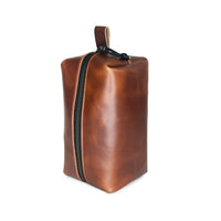 Dopp Kit / Horween Whiskey Cavalier Leather x Autumn Plaid Wax Canvas / Ships in 4-6 Weeks