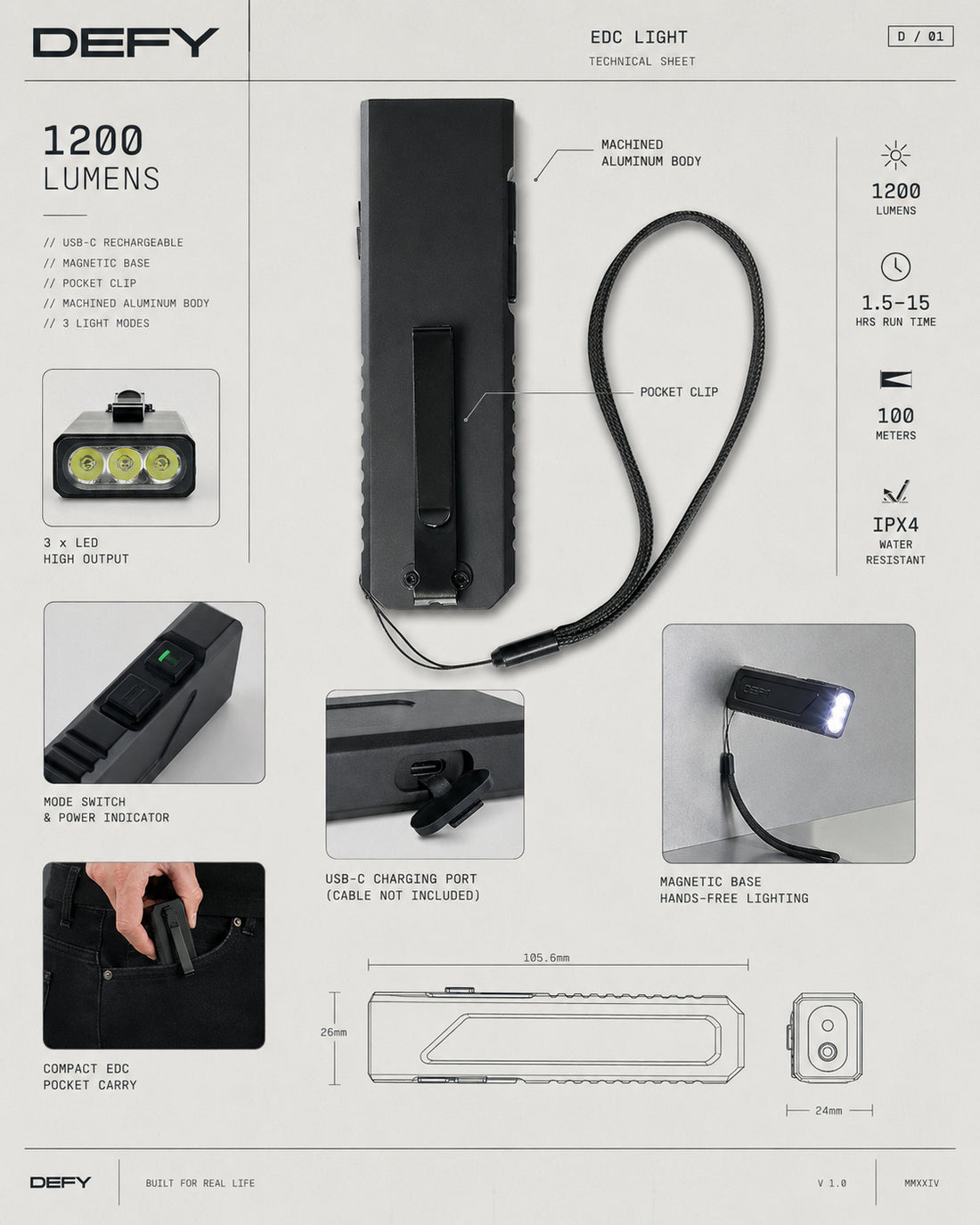 OTR Led Magnetic Flashlight / Ships in 10 Days