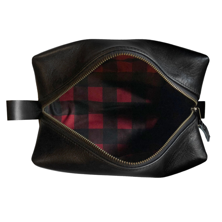 Dopp Kit / Horween Essex Rookery Leather x Buffalo Plaid Wax Canvas