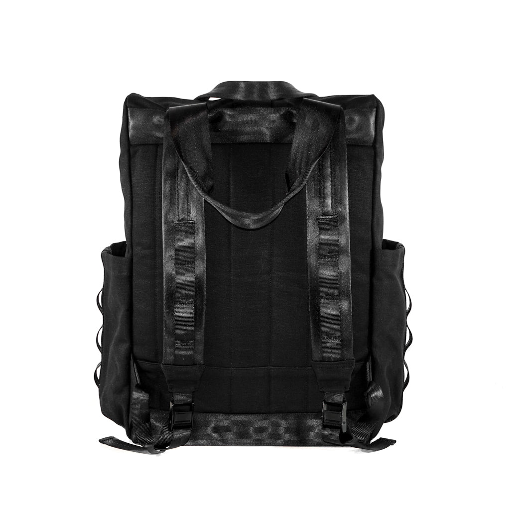 black leather roll down backpack VerBockel Roll Top Backpack 2.0 'Un-Zipped' / Black TexWax™ Canvas / S – DEFY
