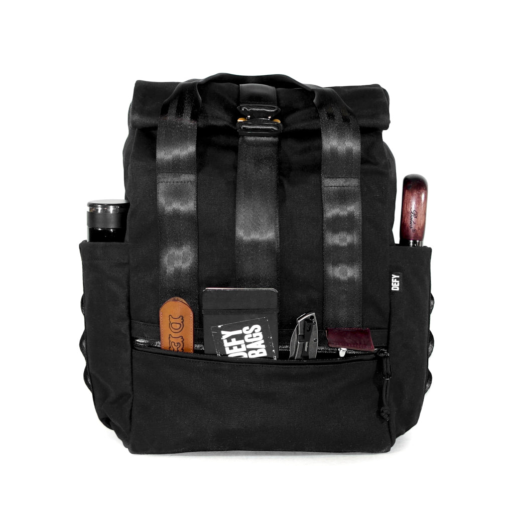 VerBockel Roll Top Backpack 2.0 'Un-Zipped' | Black TexWax™ Canvas