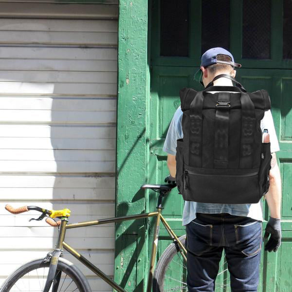 VerBockel Roll Top Backpack 2.0 'Un-Zipped' Black TexWax™ Canvas – DEFY