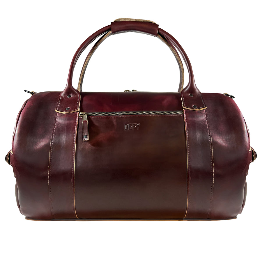 The Ultimate Overnighter / Horween OxBlood Leather / Autumn Plaid Lining Bundle / Ships in 4-6 Weeks