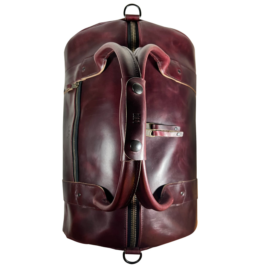 The Ultimate Overnighter / Horween OxBlood Leather / Autumn Plaid Lining Bundle / Ships in 4-6 Weeks