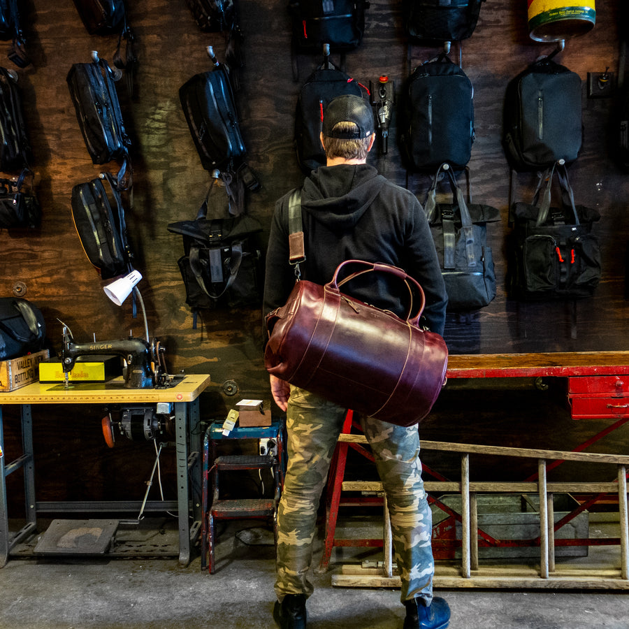 The Ultimate Overnighter / Horween OxBlood Leather / Autumn Plaid Lining Bundle / Ships in 4-6 Weeks