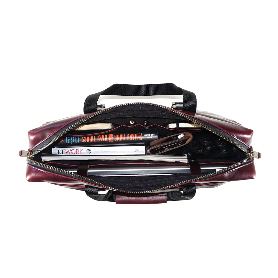 Defender Briefcase / Horween OxBlood Leather MIL-SPEC Webbing Edition