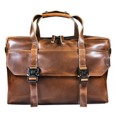 Defender Briefcase / Horween Whiskey Cavalier Leather Strap Limited Edition / TexWax™ Autumn Plaid Lining Bundle / Ships in 6-10 Weeks
